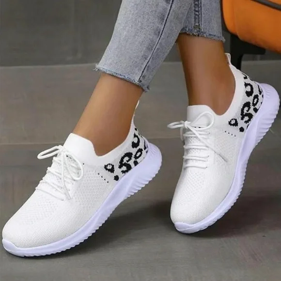 Leopard Print Lace up Low Top Sneakers - Picture 4 of 4